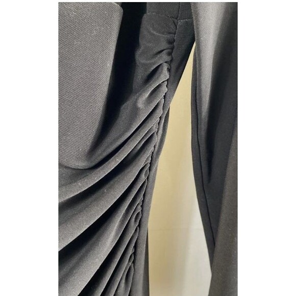 Ralph Lauren Women's Black Ruched Vneck Knee Ruched Dress Size 14 EUC - Picture 6 of 8